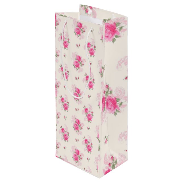 Floral Luxury Wine Gift Bag (Back Angled)