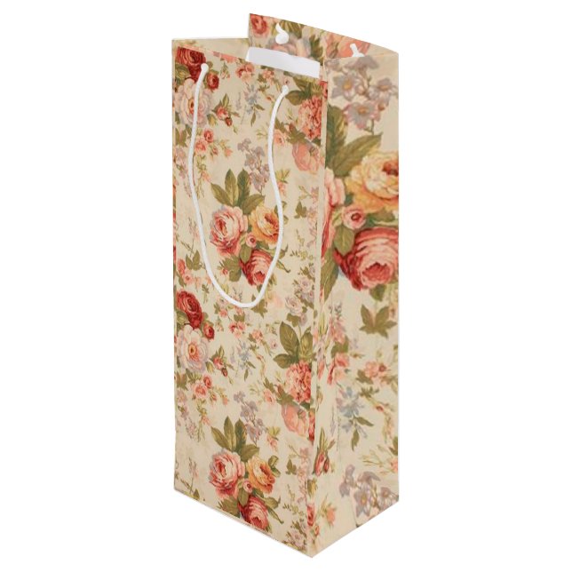 Floral Luxury Wine Gift Bag (Back Angled)