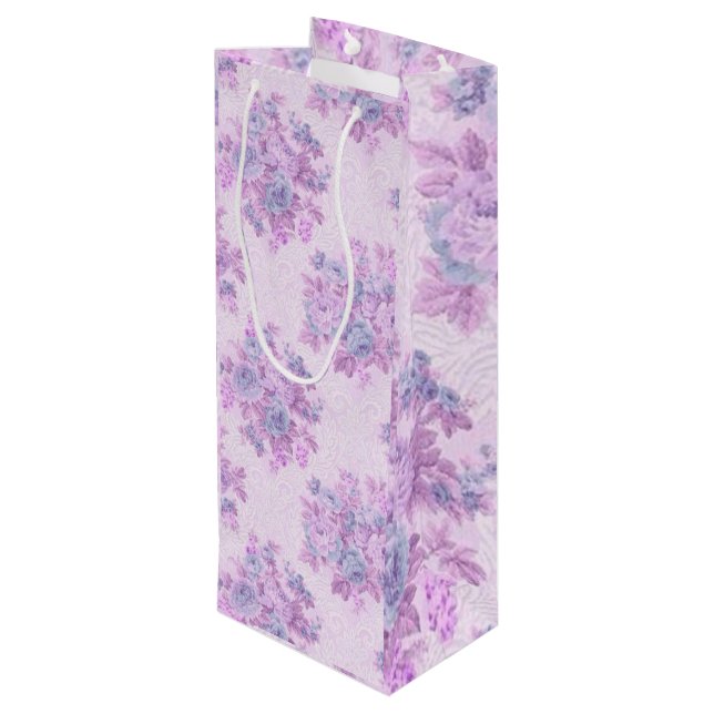 Floral Luxury Wine Gift Bag (Back Angled)