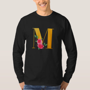 Floral M Alphabet Cute Initial Monogram Letter M G T-Shirt