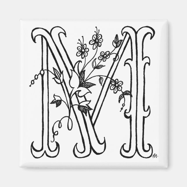 Floral M Magnet (Front)