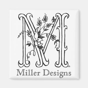 Floral M: Miller Designs Magnet