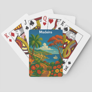 Floral Madeira Vintage Travel Art Colourful Playing Cards
