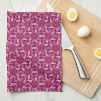 Floral Magenta Spiral Tea Towel