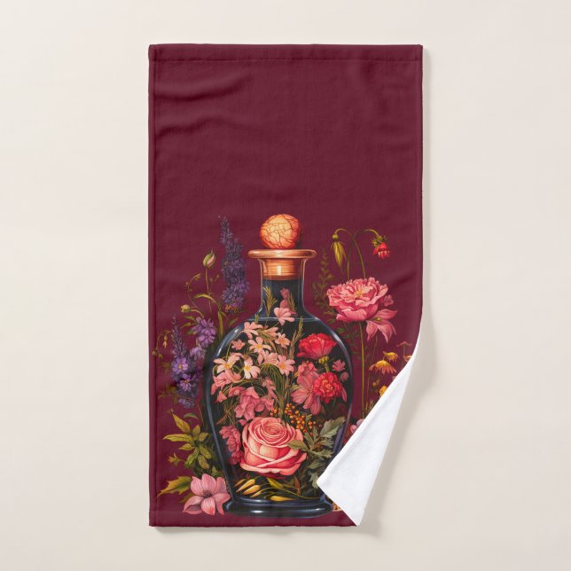 Floral Magic Potion - Witchy Vibes Custom Name Bath Towel Set (Hand Towel)