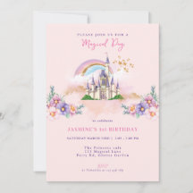 Floral Magical Princess Castle Invitation