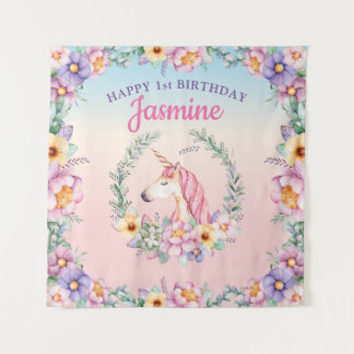 Floral Magical Unicorn Backdrop & Tapestry