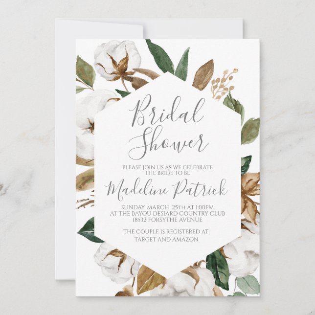 Floral Magnolia Bridal Shower Invitation (Front)