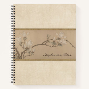 Floral Magnolia Fine Art Antique Japanese Painting Notebook