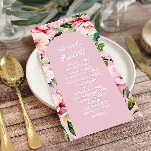 Floral Magnolia Peony Pink Wedding Menu