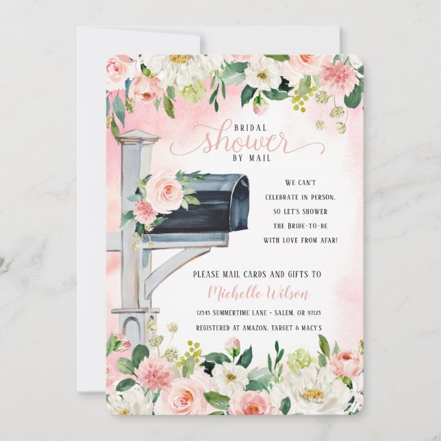 Floral Mailbox Bridal Shower By Mail Invitation (Front)