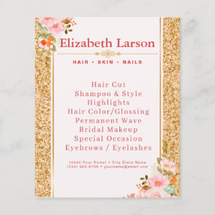 Floral Makeup Artist Beauty Hair Salon Flyer