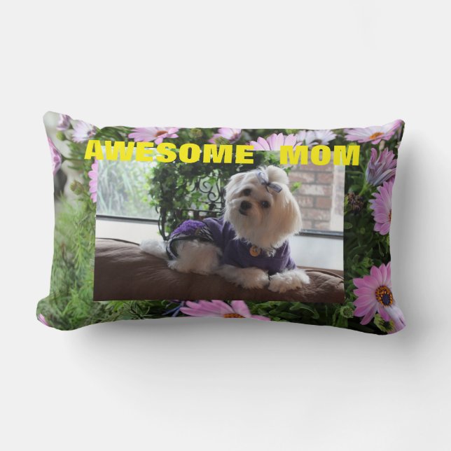 Floral Maltese Gifts Lumbar Cushion (Front)