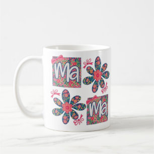 floral mama mug, cute mom mug, pink flower mug