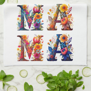 Floral MAMA Tea Towel