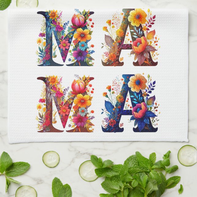 Floral MAMA Tea Towel (Folded)