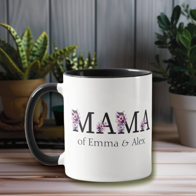 Floral Mama Text Personalised Kids Names Mug (Creator Uploaded)