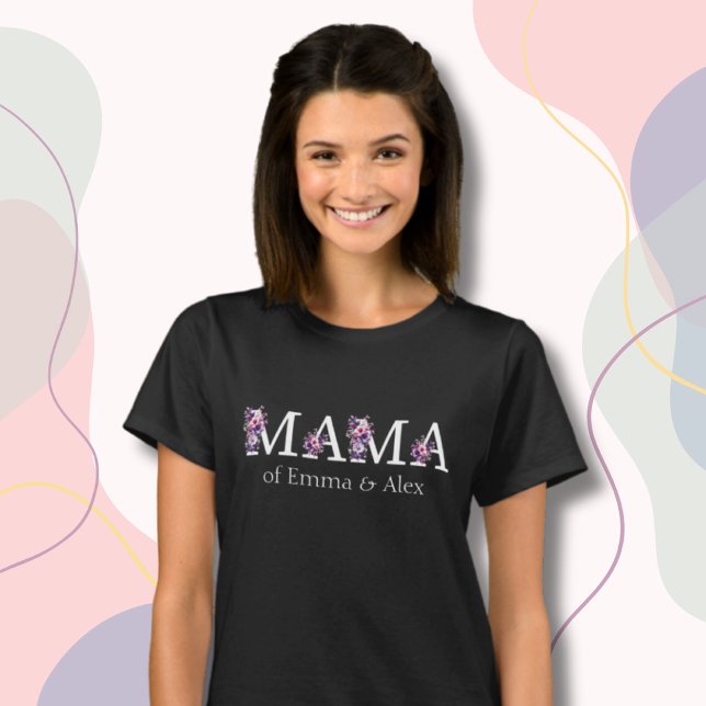 Floral Mama text personalised Kids Names Woman's T-Shirt (Creator Uploaded)
