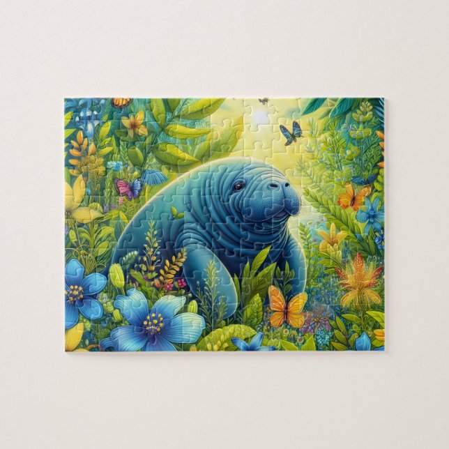 Floral Manatee Jigsaw Puzzle (Horizontal)