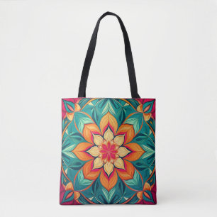Floral Mandala Art – Colourful Abstract Design Tote Bag