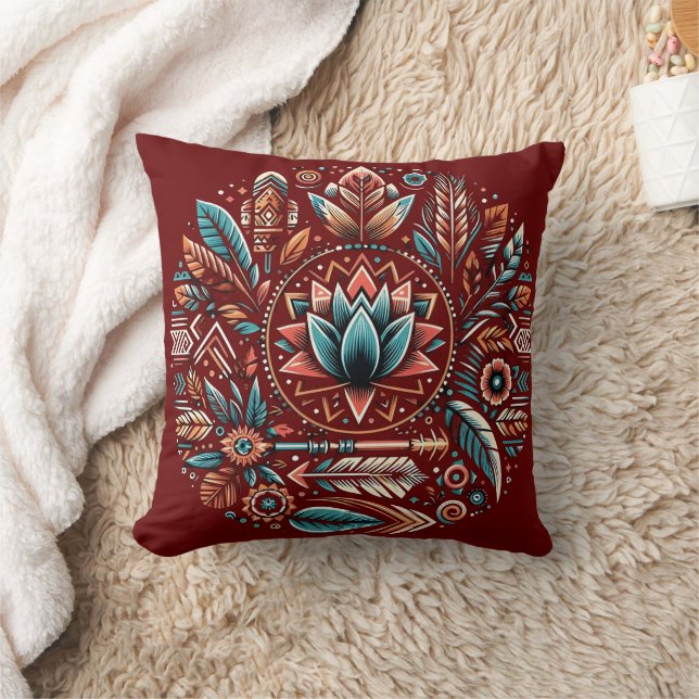 Floral mandala art with vibrant patterns cushion (Blanket)