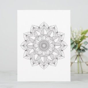 Floral Mandala Black Lines Colouring Template v1