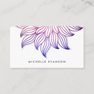Floral Mandala Blue and Purple Watercolor Business Card