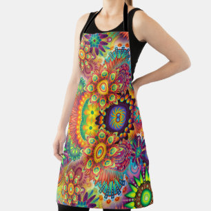 Floral Mandala Collage Psychedelic Apron