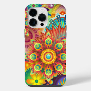 Floral Mandala Collage Psychedelic iPhone 14 Pro Max Case