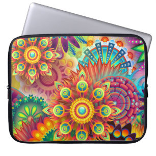 Floral Mandala Collage Psychedelic Pattern Laptop Sleeve