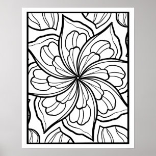 Floral Mandala Coloring Poster