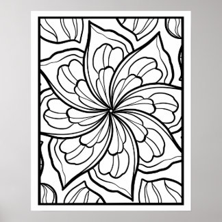 Floral Mandala Coloring Poster