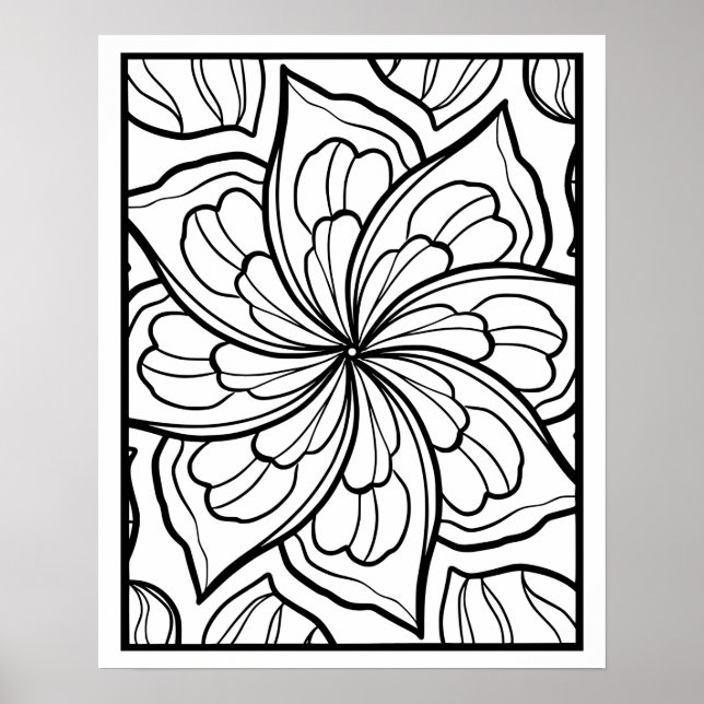 Floral Mandala Coloring Poster (Front)