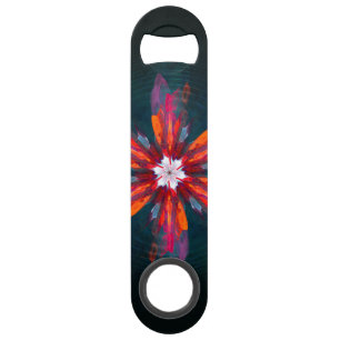 Floral Mandala Flowers Orange Red Blue Abstract
