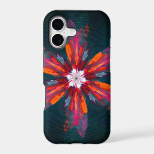 Floral Mandala Flowers Orange Red Blue Abstract