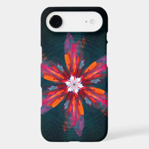 Floral Mandala Flowers Orange Red Blue Abstract