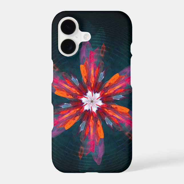 Floral Mandala Flowers Orange Red Blue Abstract (Back)