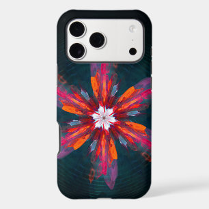 Floral Mandala Flowers Orange Red Blue Abstract