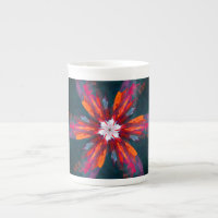 Floral Mandala Flowers Orange Red Blue Abstract