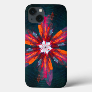 Floral Mandala Flowers Orange Red Blue Abstract iPhone 13 Case