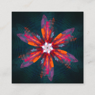 Floral Mandala Flowers Orange Red Blue Abstract Enclosure Card