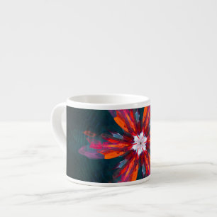Floral Mandala Flowers Orange Red Blue Abstract Espresso Cup