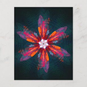 Floral Mandala Flowers Orange Red Blue Abstract Flyer