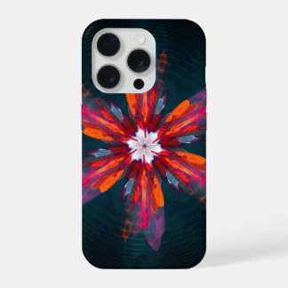 Floral Mandala Flowers Orange Red Blue Abstract iPhone 15 Pro Case