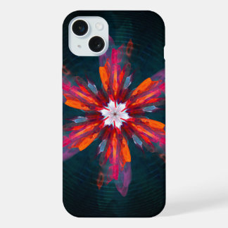 Floral Mandala Flowers Orange Red Blue Abstract iPhone 15 Plus Case