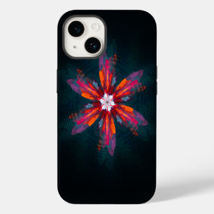 Floral Mandala Flowers Orange Red Blue Abstract iPhone 14 Case