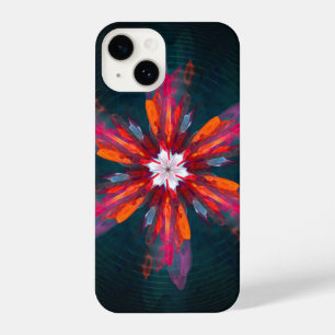 Floral Mandala Flowers Orange Red Blue Abstract iPhone 14 Case