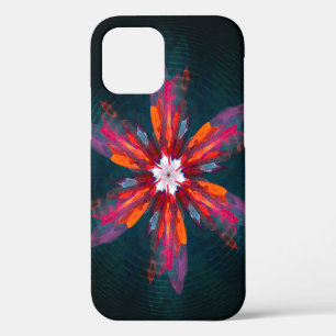 Floral Mandala Flowers Orange Red Blue Abstract iPhone 12 Case