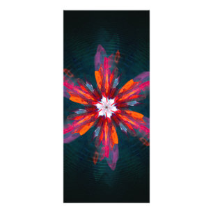 Floral Mandala Flowers Orange Red Blue Abstract Rack Card