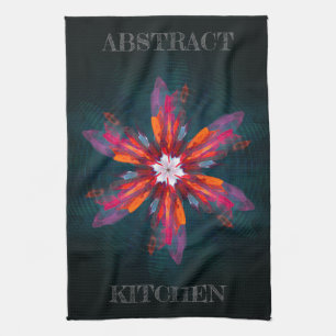 Floral Mandala Flowers Orange Red Blue Abstract Tea Towel